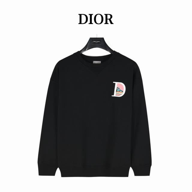 Dior 迪奥 24Fw 胸口风景刺绣logo圆领卫衣 清爽干净的棉质情侣款卫衣 实物很漂亮的颜色！ 给人很干净的高级感 胸前风景花字母刺绣图案设计 彰显大气奢