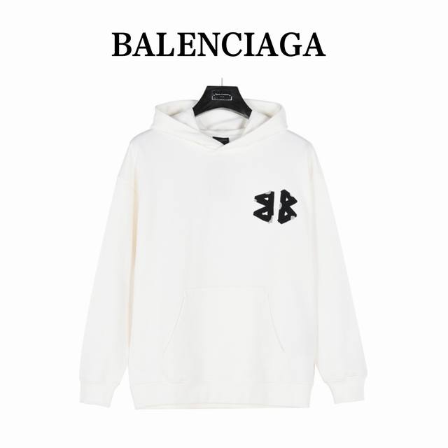 Balenciaga 巴黎世家 24Fw 双b贴布及logo刺绣连帽卫衣 面料：面料采用定制450克水洗毛圈棉面料 下垂感和面料硬挺度非常屌 水洗重工至极 质感