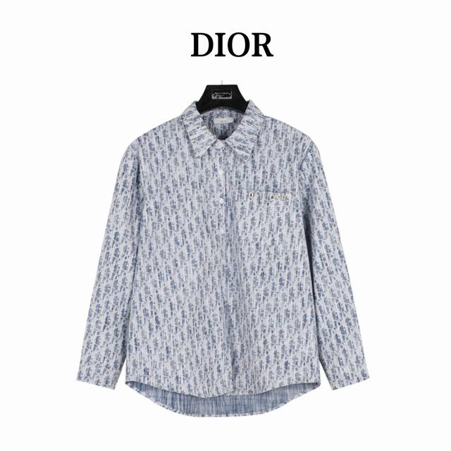 Dior 迪奥 24Fw 满天星闪钻满印老花logo衬衫 独家开模定做铝扣 面料字母采用拔印工艺 是将原本纱线的颜色拔成白灰色 面料质感有厚感便硬挺 非市面软啪