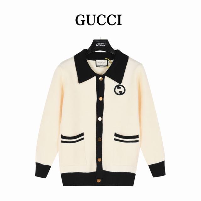 Gucci 古驰 24Fw 拼色条纹双g小标刺绣翻领开衫毛衣 高克重高密度超高品质 毛料柔软细腻亲肤 触感软糯丝滑 手感不是一般的赞全部对色定染高克重棉纱线 确