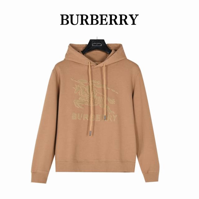 Burberry 巴宝莉 浮雕刺绣立体凹凸战马连帽卫衣 高级420G全棉毛圈面料，洗水后达450G高克重 ， ~厚实不变形亲肤感巨好~纯棉柔软面料 对色定染面料