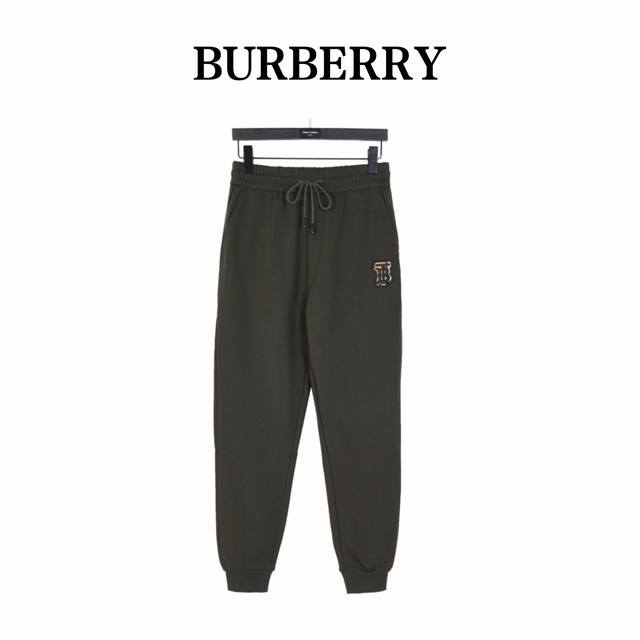 Burberry 巴宝莉 24Fw Tb格纹贴布立体刺绣棉质针织长裤 面料采用400克洗水纯棉毛圈棉质面料，订染颜色后整蚀毛处理，对照原版做丝滑超柔处理， 布面