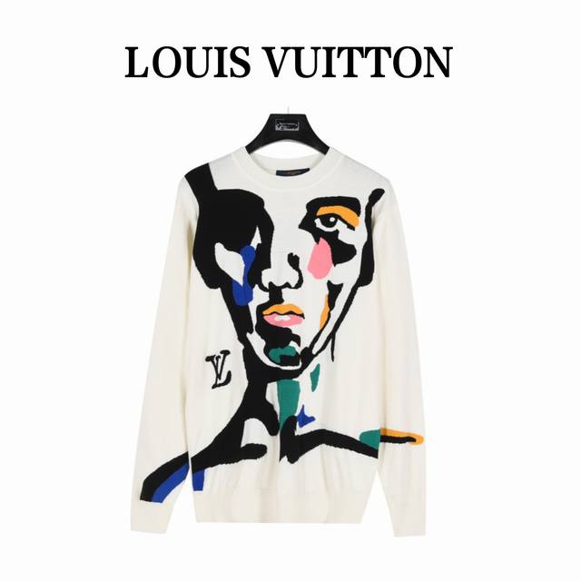 Louis Vuitton 路易威登 人像提花羊毛针织卫衣 原版开模 对色定染羊毛混纺纱线 毛料柔软细腻 柔和舒适 上手一摸手感便知柔软细腻效果 高克重羊毛棉纱