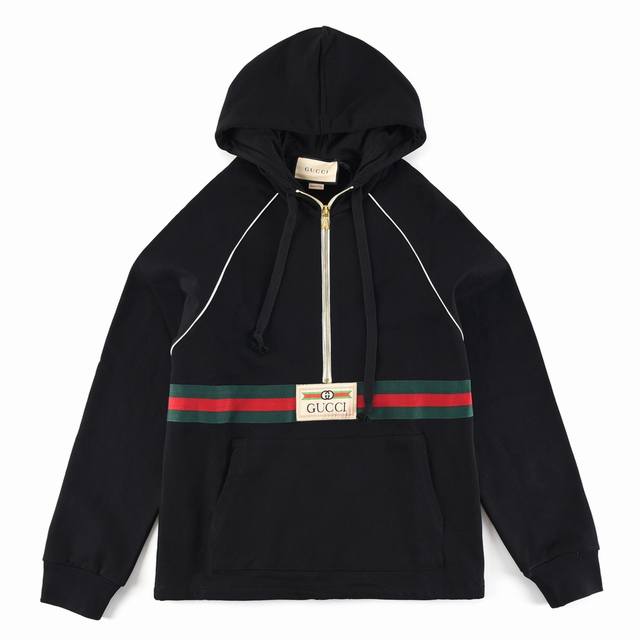 Gucci 古驰 红绿织带半拉链长袖连帽卫衣 尺码：Xs-L