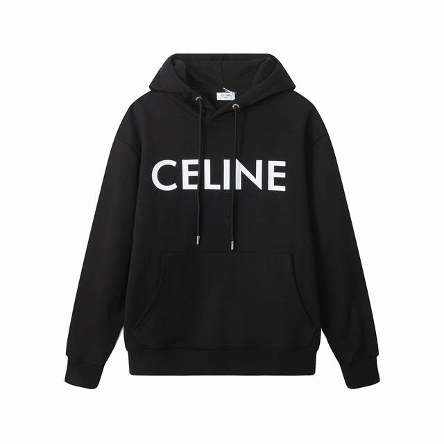 203款，高端定制，最高品质版本celine*家logo印花连帽衫，采用独家定制480G原版1:1双股双纱纯棉面料，定织定染同缸无色差罗纹，定制1:1辅料，三标