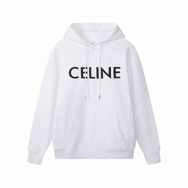 203款，高端定制，最高品质版本celine*家logo印花连帽衫，采用独家定制480G原版1:1双股双纱纯棉面料，定织定染同缸无色差罗纹，定制1:1辅料，三标