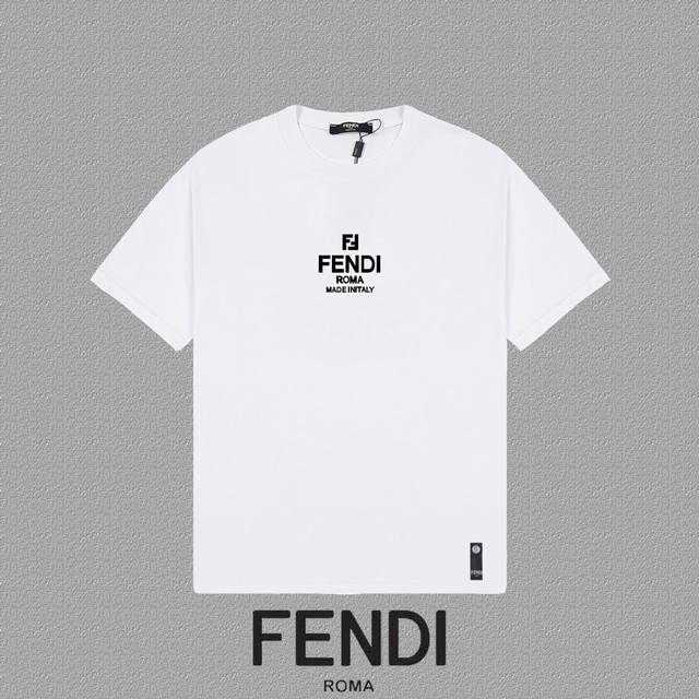 Fendi 芬迪] 2024Fw短袖t恤 硅胶厚板字母 高端32S双纱260克面料 重磅面料 定制拉架罗纹同缸同染 三标齐全 男女同款 颜色：黑色 白色 尺码：