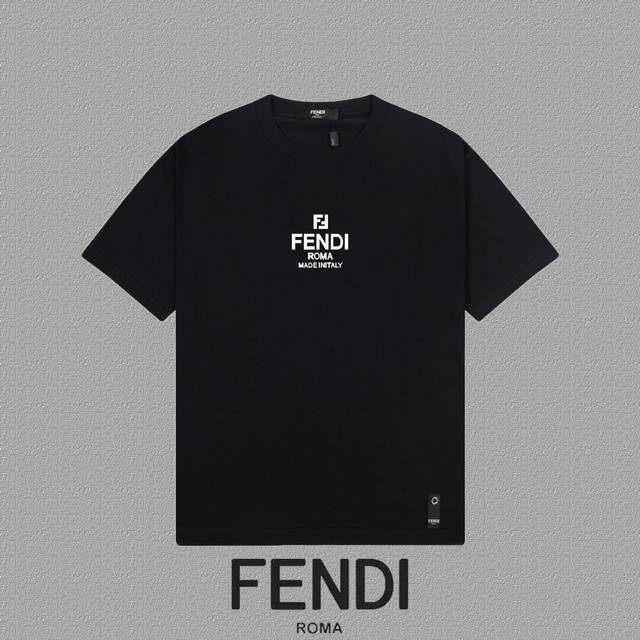 Fendi 芬迪] 2024Fw短袖t恤 硅胶厚板字母 高端32S双纱260克面料 重磅面料 定制拉架罗纹同缸同染 三标齐全 男女同款 颜色：黑色 白色 尺码：