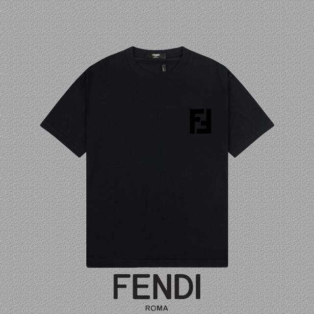 Fendi 芬迪] 2024Fw短袖t恤 硅胶厚板字母 高端32S双纱260克面料 重磅面料 定制拉架罗纹同缸同染 三标齐全 男女同款 颜色：黑色 白色 尺码：