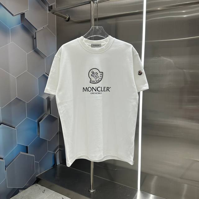 Moncler 蒙口 2024秋冬新款320克短袖t恤 个性印花 男女同款宽松版 S M L Xl Xxl 五个码 黑色 白色