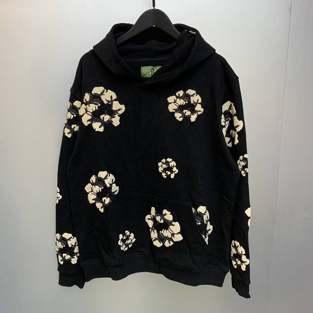 D108# Cactus Denim Tears Wreath Hoodie 400克重磅100%纯棉发泡卫衣帽衫 Color 颜色 : Black 黑色 ，Y