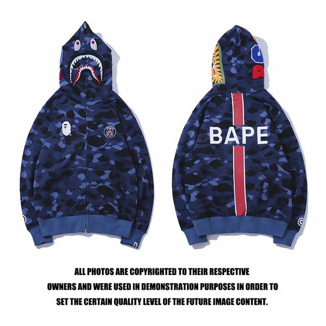 8372 Bape 新款卫衣外套 蓝色 M-3Xl 轻抓绒