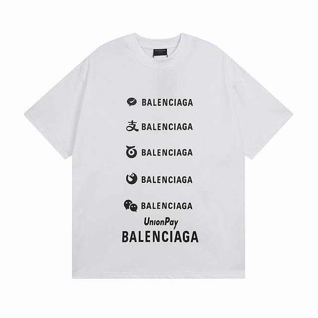 顶级版本 大货细节图 #巴黎25Ss联名支付字母印花短袖# Balenci*Ga巴黎# 面料采用260G巴黎专用双纱*高克重1比1双纱罗纹 前幅采用进口胶浆网点