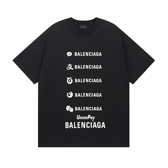 顶级版本 大货细节图 #巴黎25Ss联名支付字母印花短袖# Balenci*Ga巴黎# 面料采用260G巴黎专用双纱*高克重1比1双纱罗纹 前幅采用进口胶浆网点