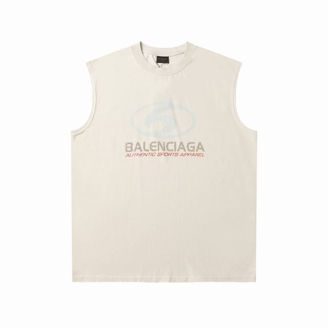 Balenciaga巴黎世家，背心24Ss最新款冲浪logo模糊印花，高版本，原版做旧磨破工艺，全棉面料克重300克，原版开发，手感柔顺不变形不缩水，百搭版型，