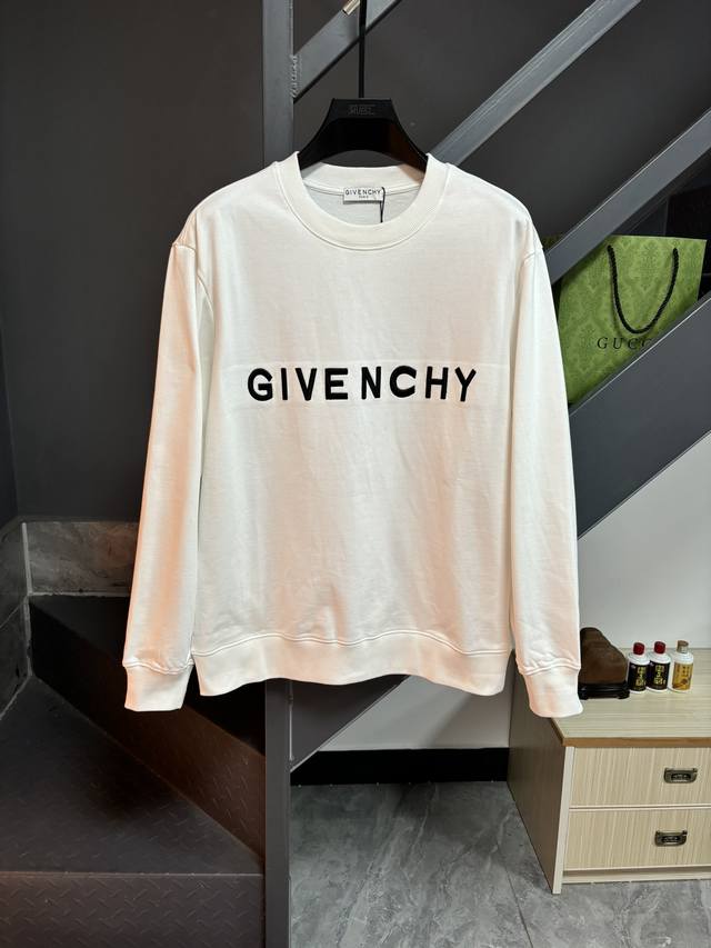 高品质]*Givenchy *纪梵希2024秋季圆领新款卫衣标志性前后幅刺绣字母logo纯原品质 原版面料 官方同款 同缸染面料 手感非常舒服 超级百搭好看 个