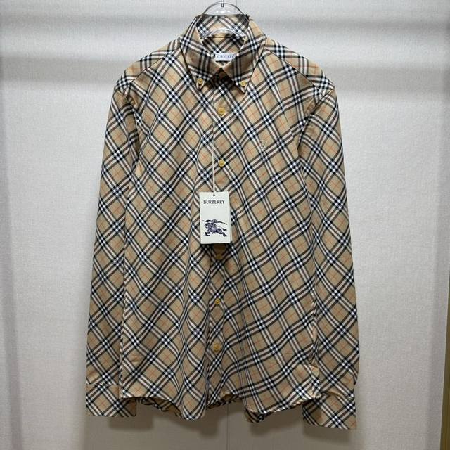 Burberry巴宝莉2024新款斜格纹领尖扣衬衫，男女同款，代购版本，S M L Xl Xxl