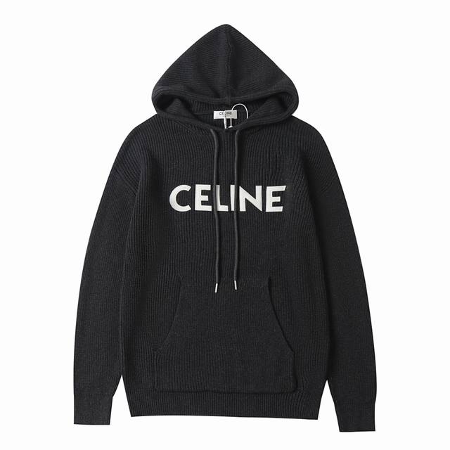 Celine* 赛琳24Fw字母贴布针织连帽毛衣 面料采用75%羊毛25%安哥拉兔毛 版型非常宽松 水洗后蓬松亲肤柔软 采用进口斯托尔织造 纹理清晰 正7针双元