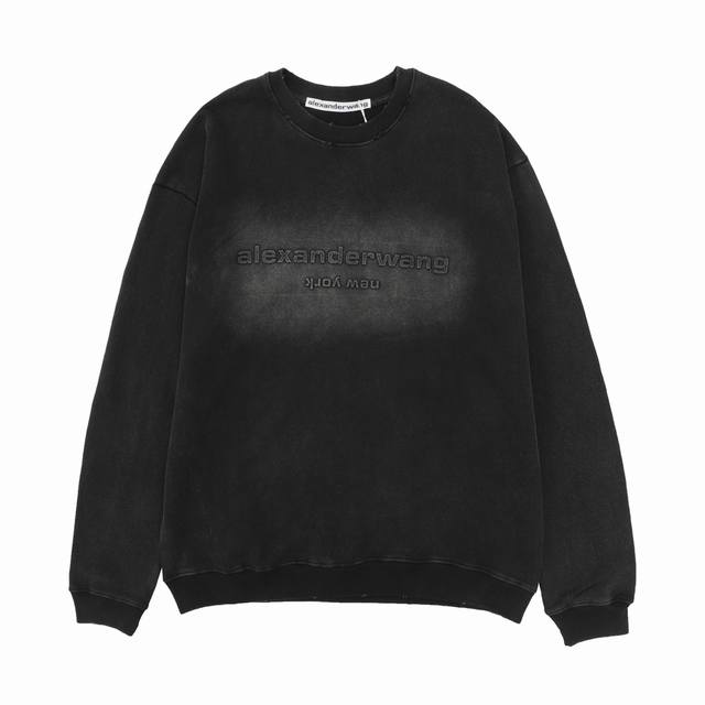 Alexander Wang 大王 渐变水洗凹凸字母圆领卫衣 Size：S-L