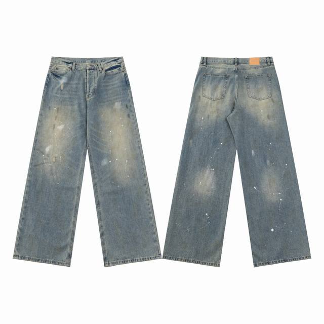 款号c367 Acne Studios Ss24泼墨泥染宽松 牛仔裤 1981M 这条牛仔无论裤型还是细节的处理直接拉满 也被称为2024年神裤之一金属的撞钉和