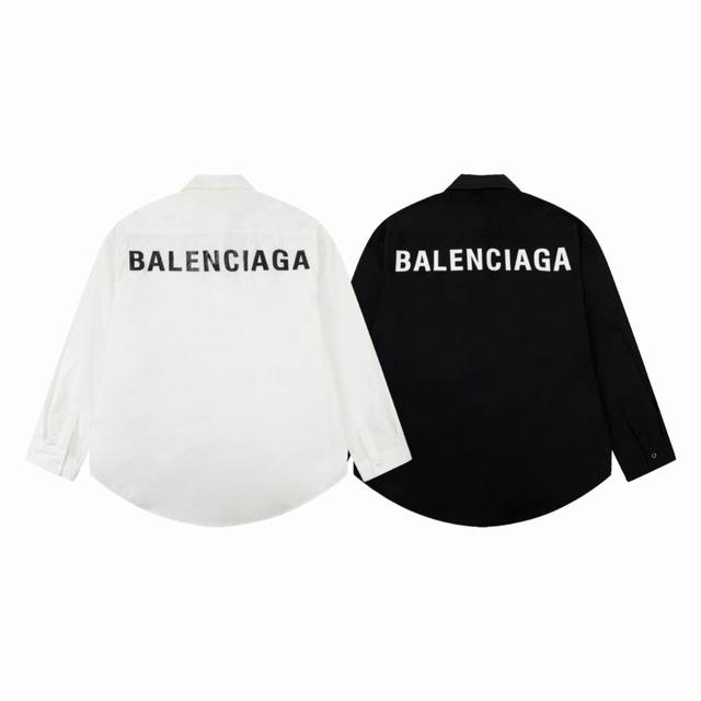 款号c093 Balenciaga巴黎世家 经典字母logo印花长袖衬衫 采用数码直喷 涂鸦泼墨印花效果更好更呈现立体感 半成品手工定位拼接衣服版型更还原 Os