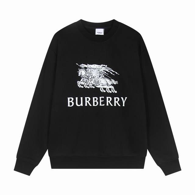 Burberry 巴宝莉2024秋季圆领新款卫衣 经典幻影战马字母刺绣logo标识 原版面料 官方同款 400克 同缸染面料 手感非常舒服 超级百搭好看 个性复