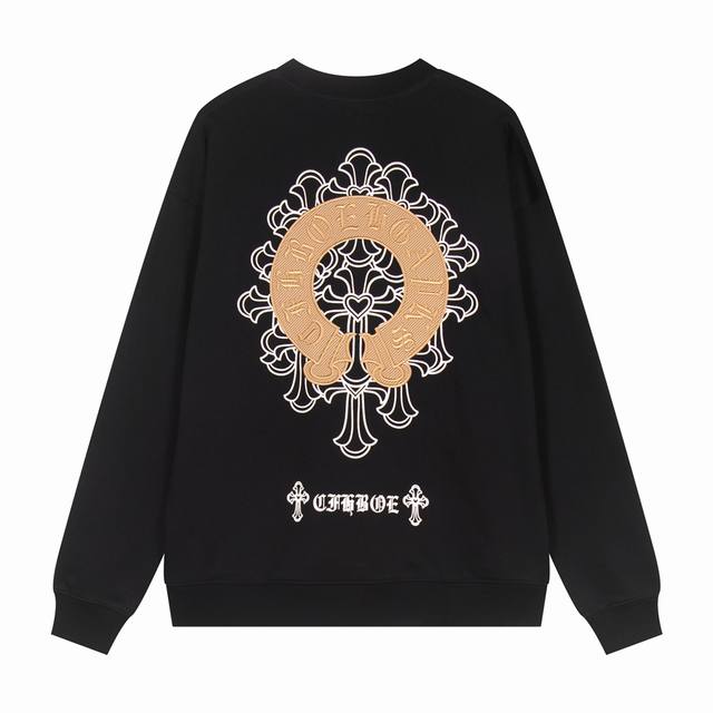 高品质 Chrome Hearts 克罗心 最新基础圆领卫衣，纯棉柔软420G毛圈面料，绣花印花 ，Os偏大版型，颜色:黑 白 码数 S M L Xl