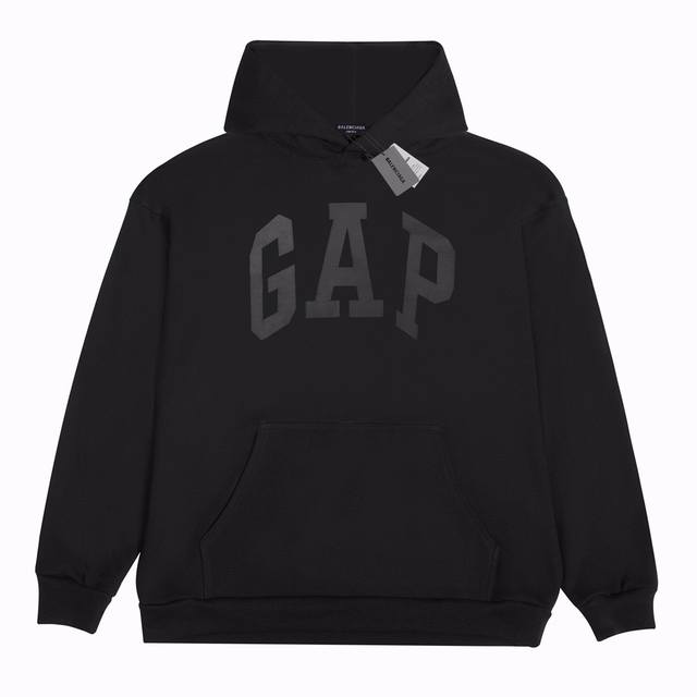 新款卫衣 D Gap联名balenciaga巴黎世家 Yeezy X Cap X Balenciaga三方联名印花动物图案字母连体帽卫衣 黑色 男女同款 尺码