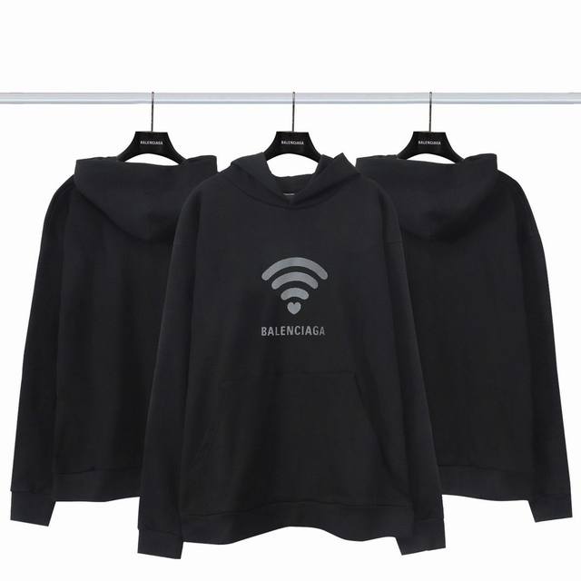 新款卫衣 D 毛圈 加绒108 巴黎世家 Balenciaga 2024Wifi520限定连帽卫衣 椭圆机进口绒面发泡浆工艺 厚感度十足 还原正品印花厚度 不单