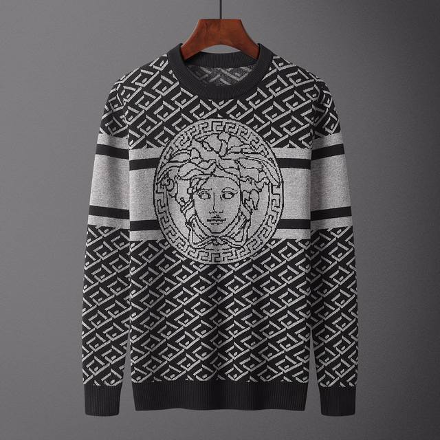 Versace，毛衣， 码数:M-Xxxl，面料: 莫代尔.抗起球，颜色:黑色