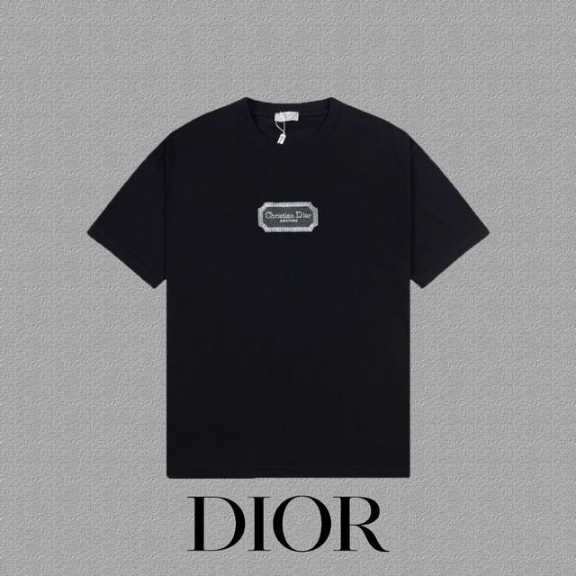 Dior 迪奥] 2024Fw短袖t恤 Dior刺绣字母 高端32S双纱260克面料 重磅面料 定制拉架罗纹同缸同染 三标齐全 男女同款 颜色：黑色 白色 尺码