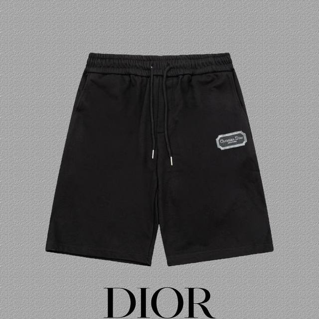 Dior 迪奥］ 经典字母刺绣短裤 爆款定制400克活性版纯棉面料 采用立体绣花工艺 立体清晰可见 面料舒适有质感五分裤 码数：S-Xxl 颜色：黑