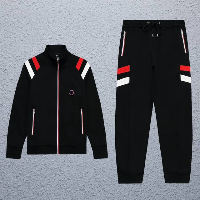 上衣裤子 套装不单独出售 顶级版本 区别通货 款式：蒙口moncler Logo织带拼接套装 颜色：图片色 尺码：M-3Xl 面料：定制纯棉面料 辅料：全套定制