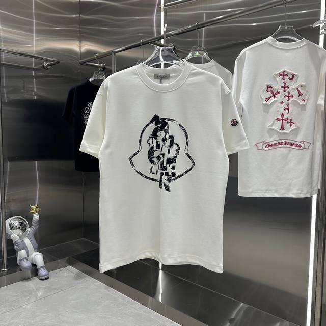 Moncler 蒙口 2024秋冬新款310克短袖t恤 个性印花 男女同款 S M L Xl Xxl 五个码 黑色 白色