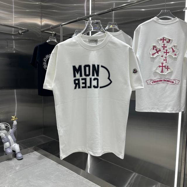 Moncler 蒙口 2024秋冬新款310克短袖t恤 个性印花 男女同款 S M L Xl Xxl 五个码 黑色 白色