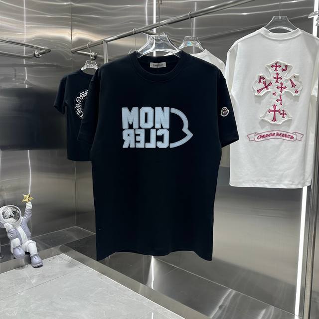 Moncler 蒙口 2024秋冬新款310克短袖t恤 个性印花 男女同款 S M L Xl Xxl 五个码 黑色 白色