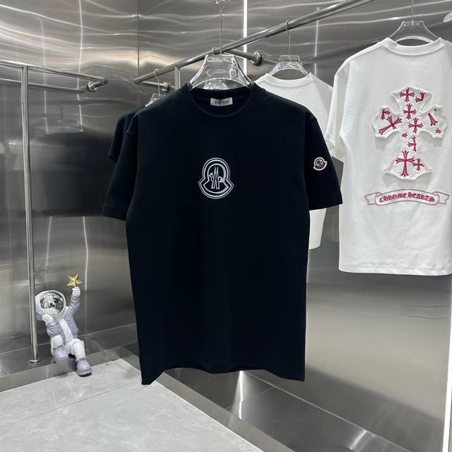 Moncler 蒙口 2024秋冬新款310克短袖t恤 个性印花 男女同款 S M L Xl Xxl 五个码 黑色 白色