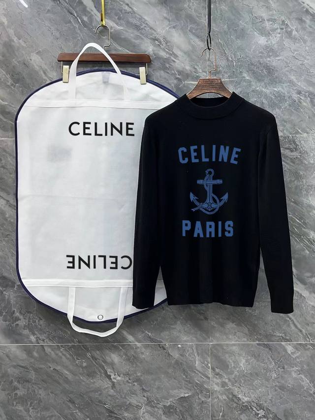 Celine 赛琳 3标齐全 官网同款精美印花logo半高领毛衣 精品羊毛混纺毛衫 男女款高端定制臻品系列 隶属品牌高端主线 专利顶级纱线混纺 以创新来阐释常规