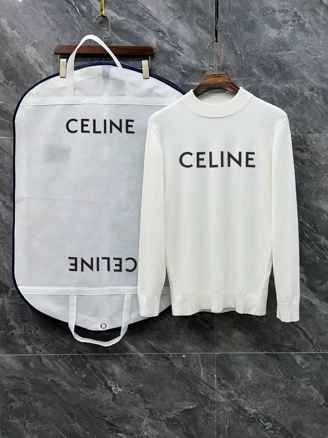 Celine 赛琳 3标齐全 官网同款精美印花logo半高领毛衣 精品羊毛混纺毛衫 男女款高端定制臻品系列 隶属品牌高端主线 专利顶级纱线混纺 以创新来阐释常规