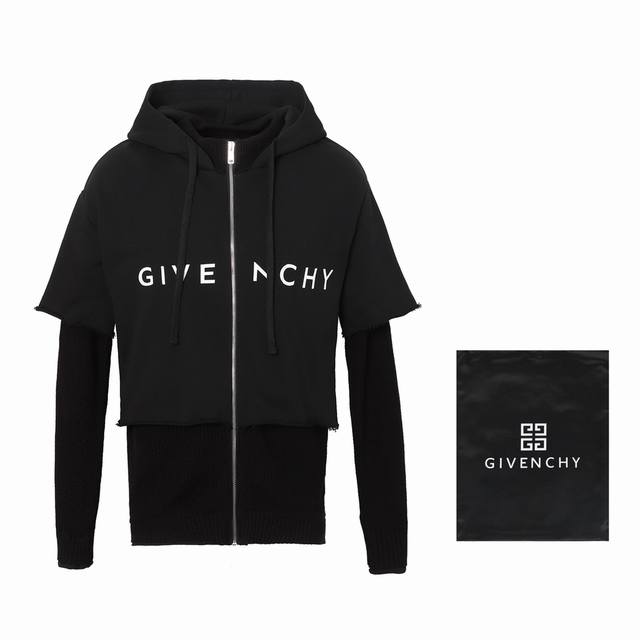 M41款 配尼龙袋包装 Givench.Y纪梵希新款拼接毛衣假三件拉链外套开衫毛衣 出货时间慢 工艺复杂 成本及高 面料采用定制定染700克加厚羊毛混纺230克