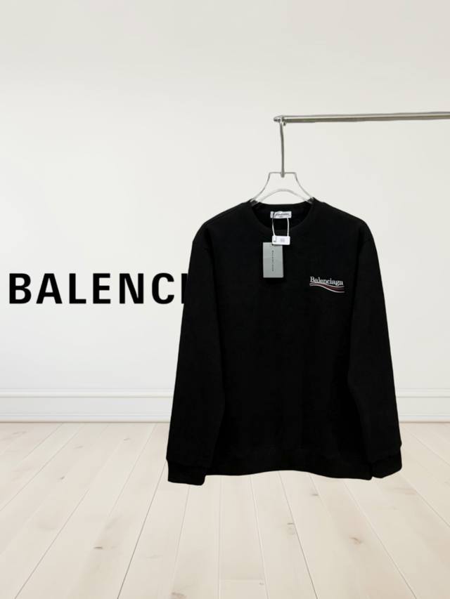 高品质 Balenciaga巴黎世家2024Ss秋冬季可乐波浪刺绣字母圆领*[奥粒绒]*加绒加厚保暖卫衣，网红明星同款螺纹领口，版型超棒 高端定奥粒绒480G加