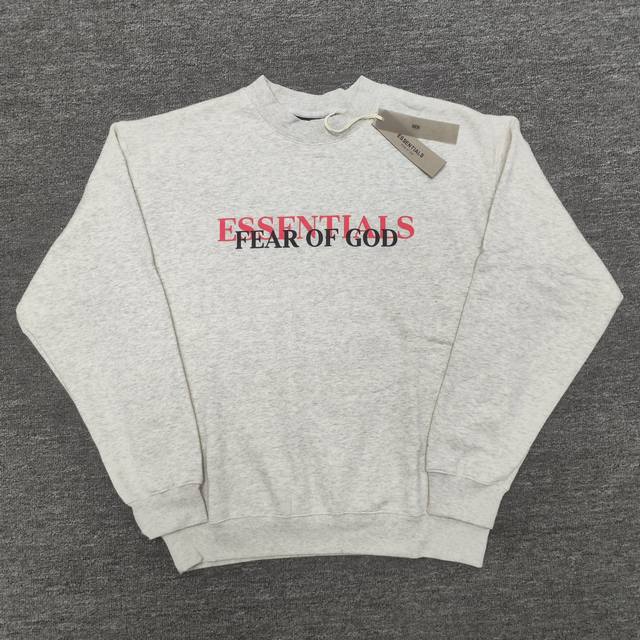 顶级版本fog Crazy Fear Of God Essentials新款红色重叠字母潮牌加绒男士情侣圆领卫衣 高品面料采用高端400克面料！丝滑柔顺！不变形