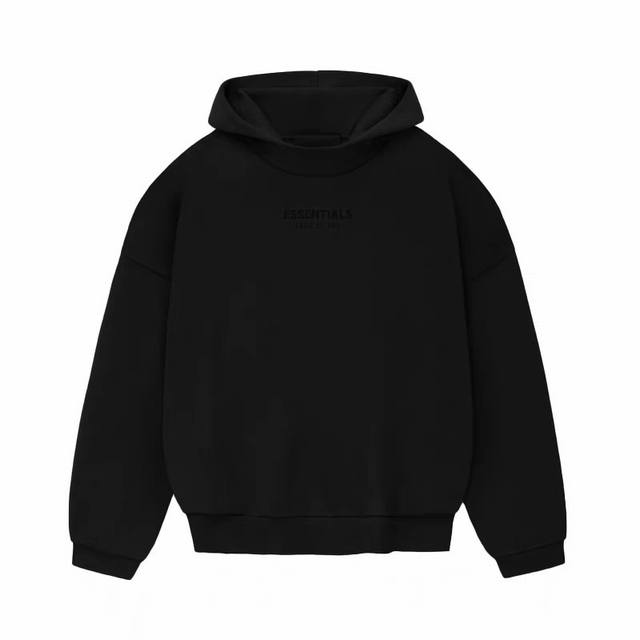 玄青黑 顶级版本fear Of God Essentials Fog新款云系列胸口小标压胶字母胸前logo连帽款卫衣 全套1:1定制yuan版辅料 包装 Zp采