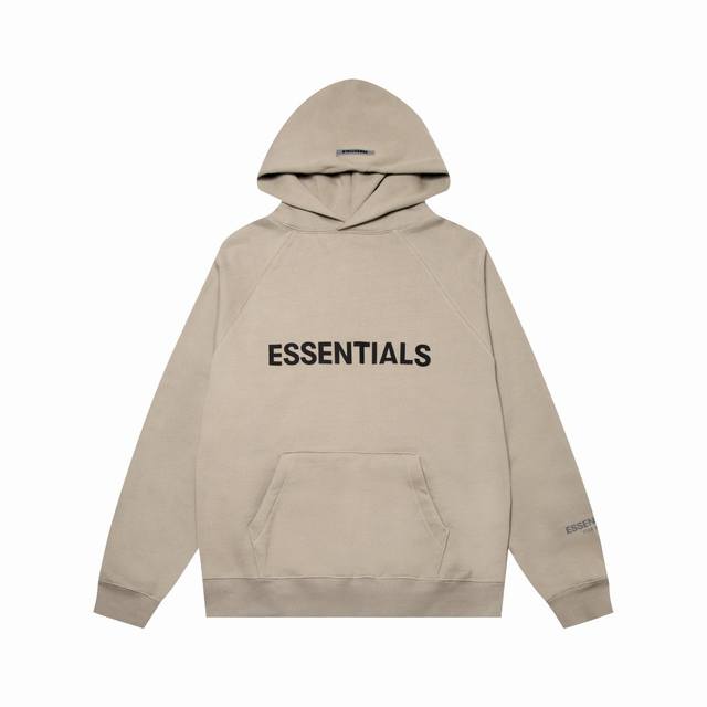 款号059 驼色 顶级版本fear Of God Essentials Fog 压胶字母胸前logo连帽款卫衣 全套1:1定制yuan版辅料 包装 Zp采样化验