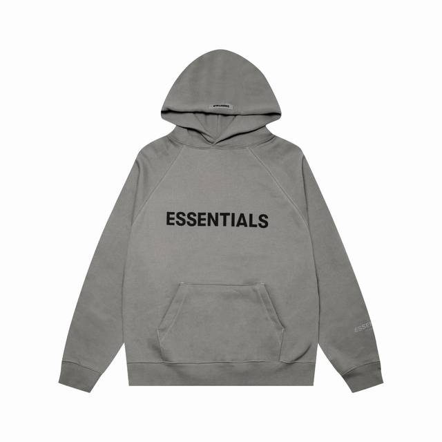 款号059 炭灰色 顶级版本fear Of God Essentials Fog 压胶字母胸前logo连帽款卫衣 全套1:1定制yuan版辅料 包装 Zp采样化