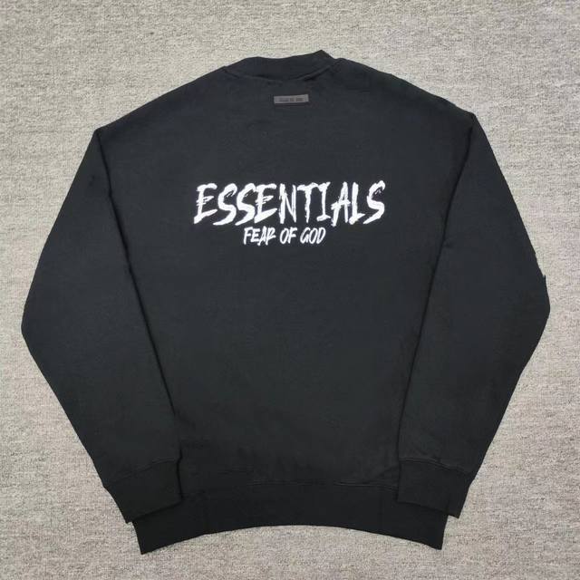 顶级版本fog Crazy Fear Of God Essentials新款涂鸦字母潮牌加绒男士情侣圆领卫衣 高品面料采用高端400克面料！丝滑柔顺！不变形，不