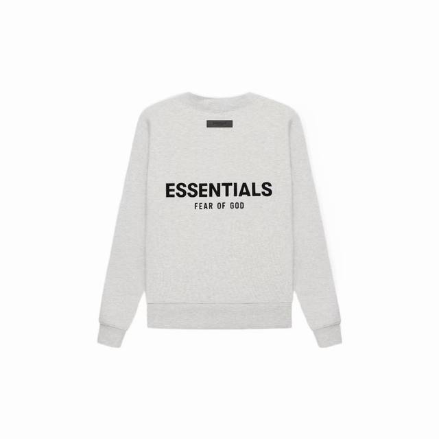 款号278 燕麦色 顶级版本fear Of God Essentials Fog胸口后背植绒男女情侣明星同款秋冬纯棉圆领卫衣 第八季最新款植绒logo帽衫一出，