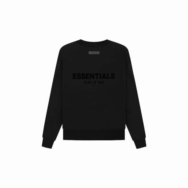 款号278 黑色 顶级版本fear Of God Essentials Fog胸口后背植绒男女情侣明星同款秋冬纯棉圆领卫衣 第八季最新款植绒logo帽衫一出，可