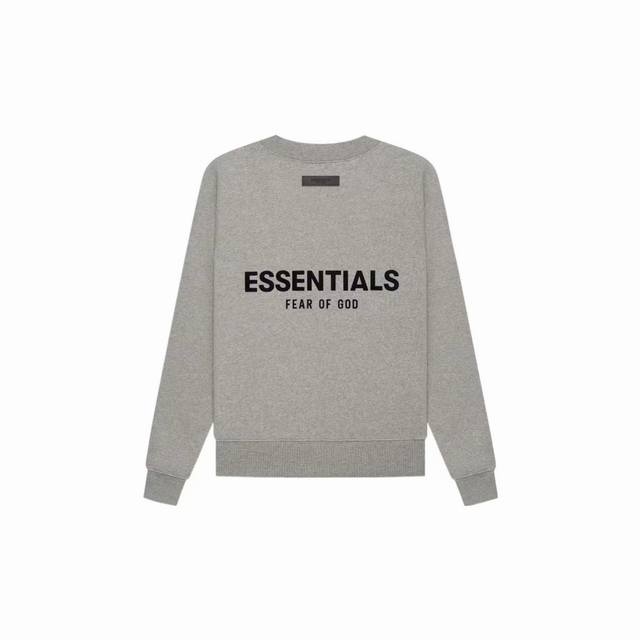 款号278 深燕麦灰色 顶级版本fear Of God Essentials Fog胸口后背植绒男女情侣明星同款秋冬纯棉圆领卫衣 第八季最新款植绒logo帽衫一