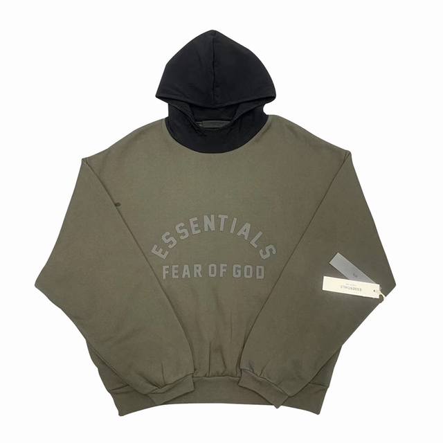 玄青黑 24新款fog Gx Fear Of God Essentials New Nylon Fleece Hoodie 连帽套头卫衣男女情侣明星同款连帽帽衫